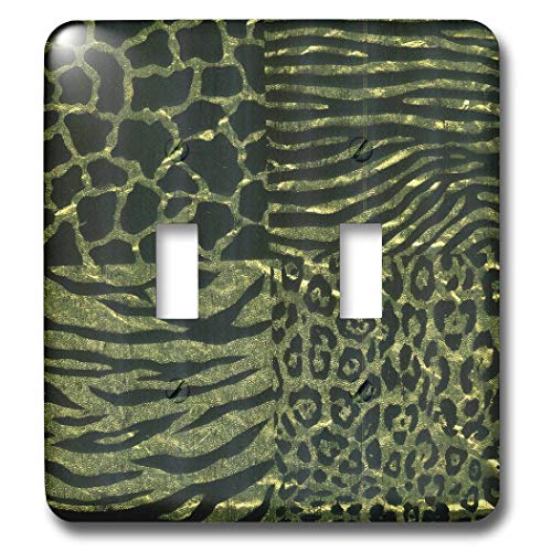 Interrupteur double imprimé animal noir doré lsp_35359_2