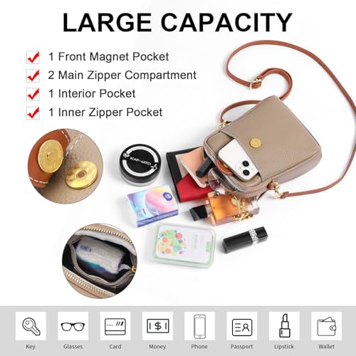 FALAN MULE Small Crossbody Bags for Women,Leather Trendy Cell Phone Bag Wallet Purses with Adjustable Strap2