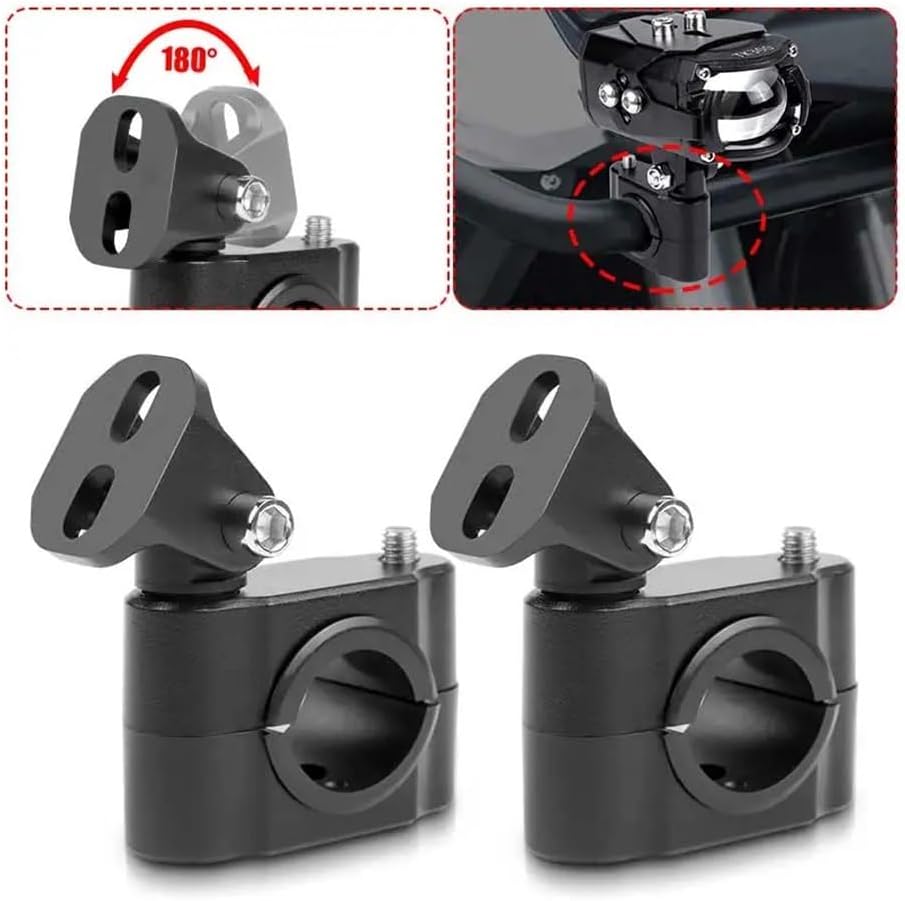 Motorbike Handlebar Risers Degree Rotation Spotlight Bracket Motorcycle Auxiliary Head Light Holder Handle Bar Lamp Clamp Front Bumper Part