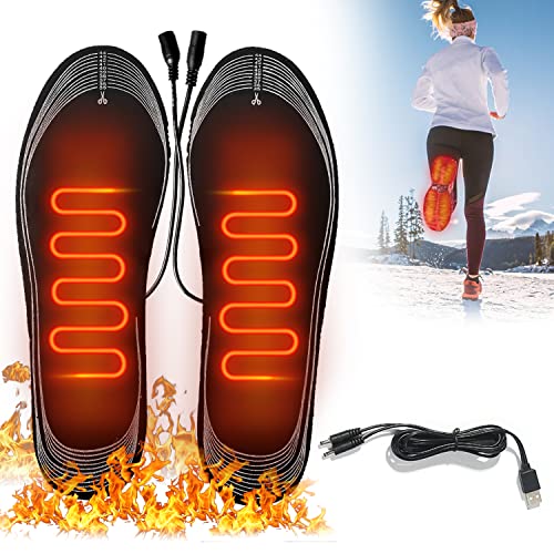 J TOHLO Beheizbare Einlegesohlen,Fußwärmer, Heated Insoles with USB Interface,Schneiden waschbare thermische Einlegesohlen Schuhe Einlegesohlen für Winterjagd, Skifahren, Angeln, Wandern Cover