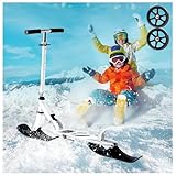 2-in-1 Faltbar Roller ab 3 Jahre 150 kg Tragkraft Mit Zwei Rädern, Verstellbarem Lenker, Sanfte Fahrt Snowracer für 3-15 Jahre Alte Jungen und Mädchen Ideale Outdoor-Sportarten
