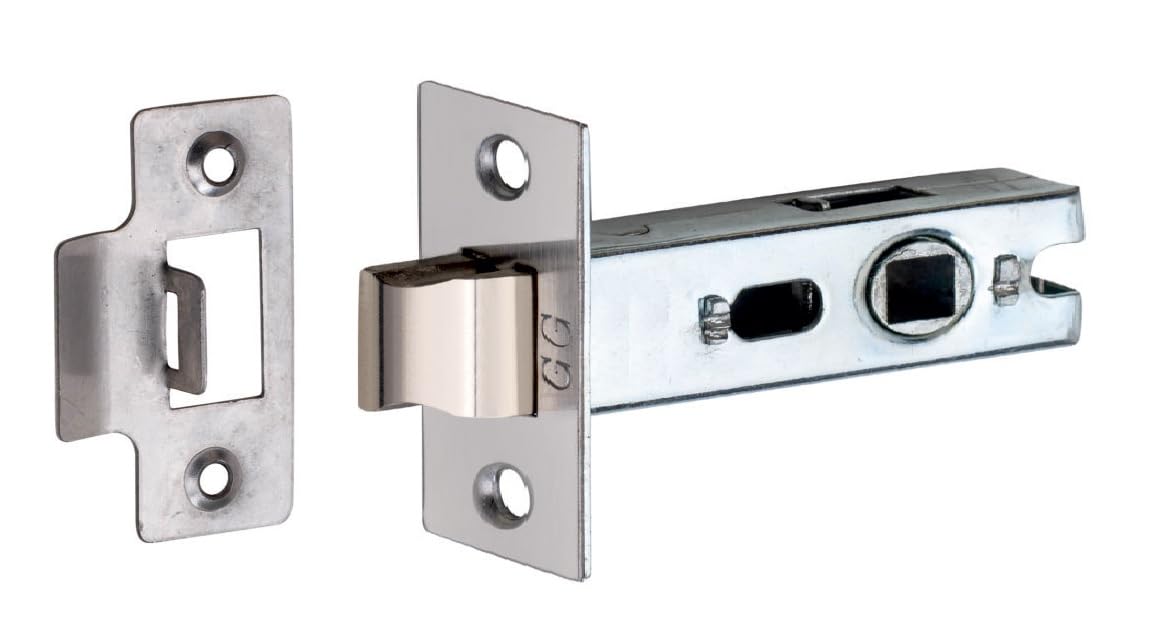 Golden Grace Bolt Through Sprung Lever Door Handle Tubular Latch Nickel Plated in Chrome Finish - 3" 75mm