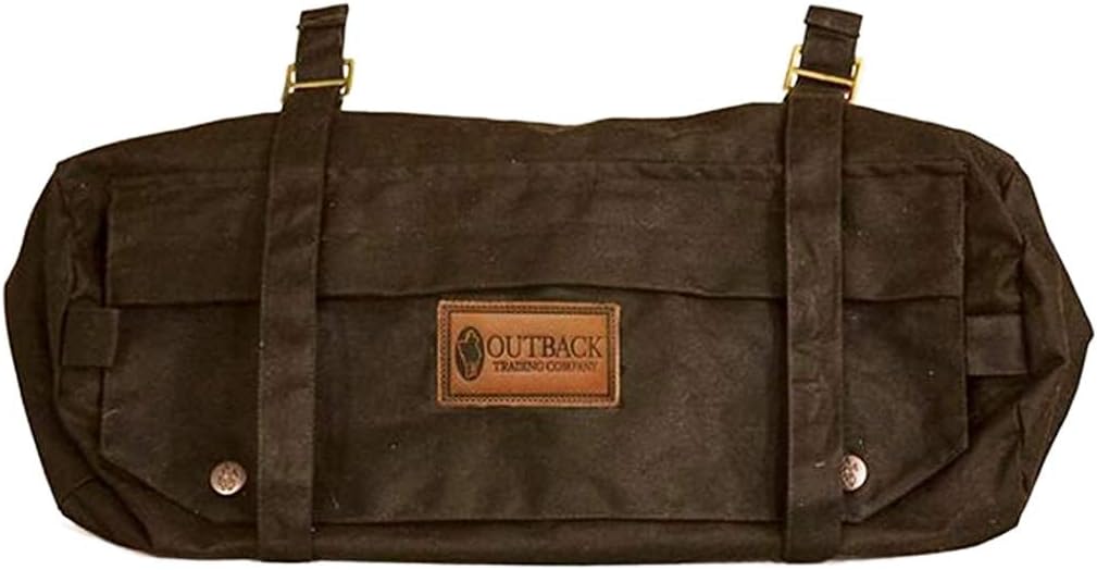 OUTBACK TRADING Unisex 2004 Waterproof Breathable Brown Oilskin Cotton Equestrian Cantle Saddle Bag for Horse Riding