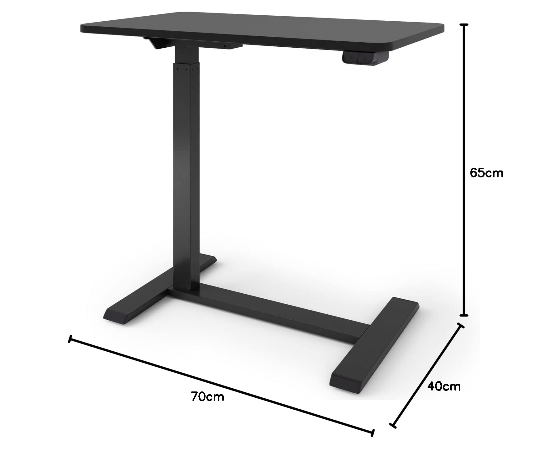 ESMART EAC-121BB elektrischer Beistelltisch auf Rollen | 70 × 40 cm, Schwarz, Höhe 65–103 cm, mobiler Laptop- und Betttisch für Couch, Kinderzimmer und Homeoffice