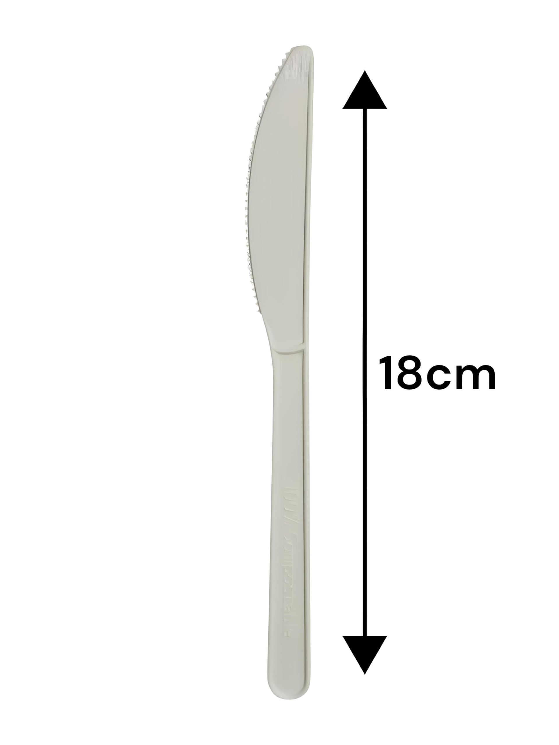 100 coltelli riutilizzabili biodegradabili e compostabili bianchi posate in fibra di zucchero 2 cf x 50 pezzi stoviglie bio Eco Friendly (100)