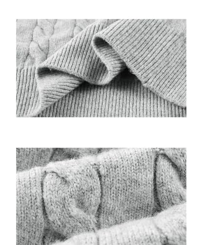 Men's Twisted Cable Knit Sweater Lapel Loose Long Sleeve Pullover Casual Solid Jumper4