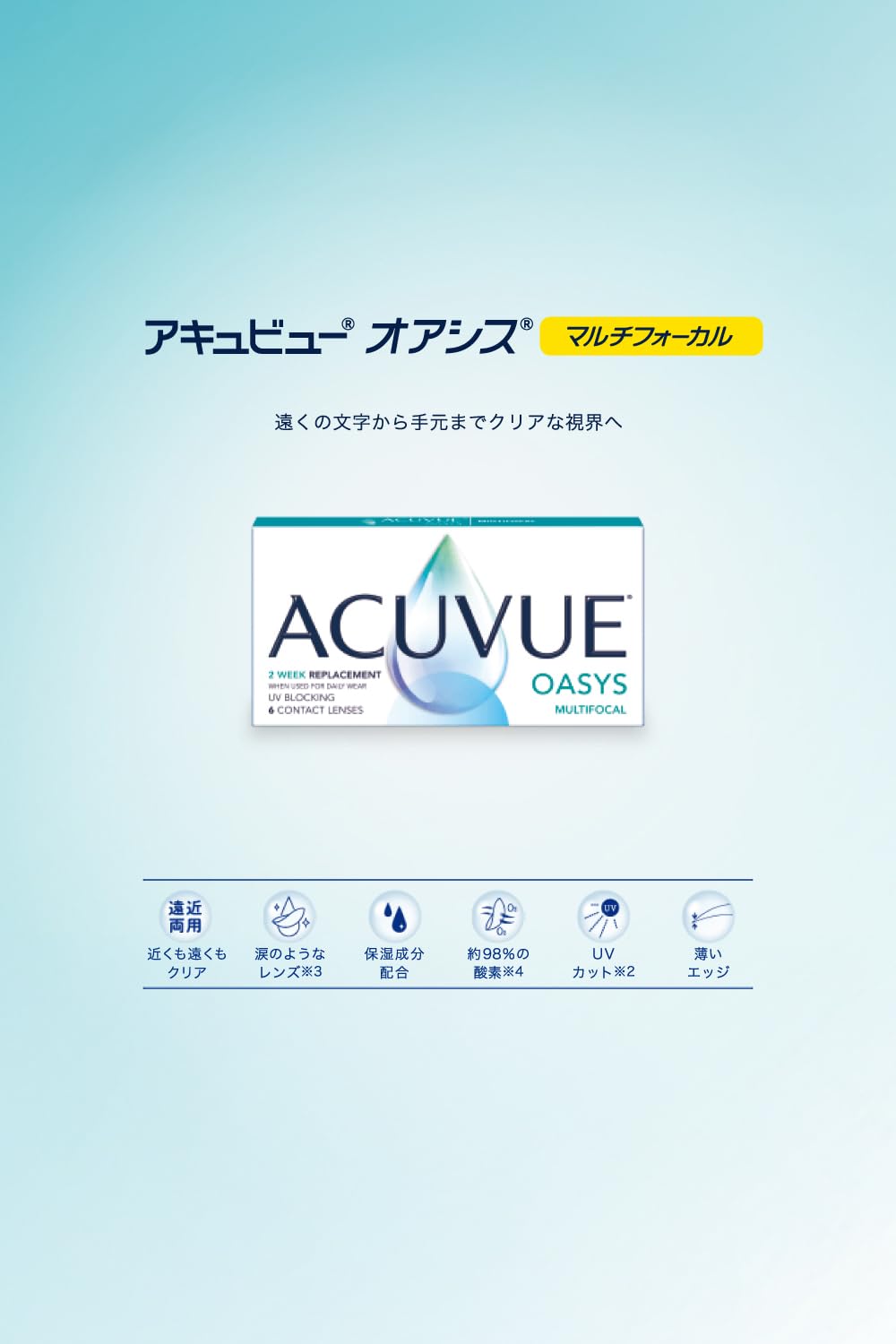 ACUVUE OASYS MULTIFOCAL - Lenti a contatto quindicinali per la presbiopia - Protezione UV;+1.50 diottrie; BC 8.4; DIA 14.30; ADD High; 6 lenti