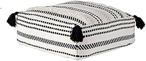 MOCOFO Funda de puf cuadrada otomana bohemia, asiento tejido copetudo sin relleno con borlas para almacenamiento y decoración