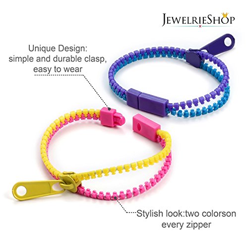 JEWELRIESHOP 12 Pcs Friendship Bracelets Zipper Bracelets Assorted Mixed Color3