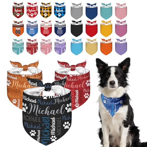 Custom Dog Bandana with Your Own Logo Text Personalised Dog Scarf Triangle Bibs Kerchief Customised Pets Bandana for Small Medium Large Dogs Cats