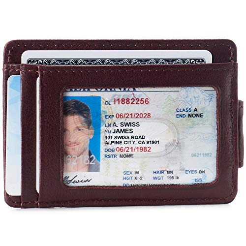 Image of alpine swiss Harper Mens RFID Slim Money Clip Front Pocket Wallet Minimalist Leather ID Card Holder