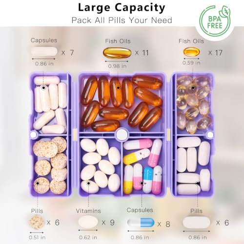 Image of FYY Travel Pill Organizer, Small Pill Box Medicine Case-2pcs Purple