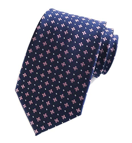 Men s Navy Blue Pink Floral Wholesale Groomsman Silk Ties Wedding Casual Necktie