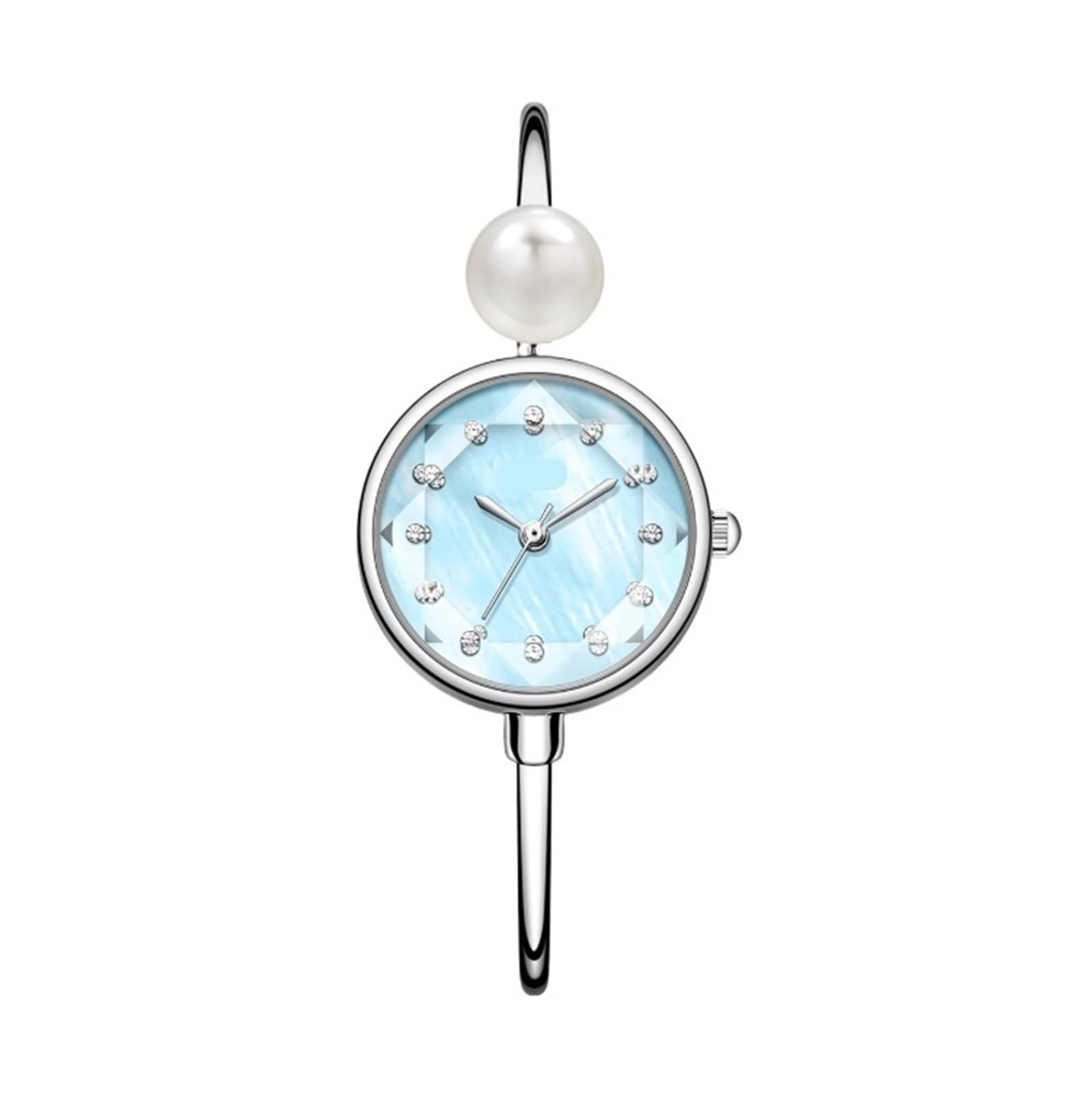 Orologio da polso delicato da donna, elegante braccialetto di perle, orologio da polso al quarzo rotondo impermeabile, regalo for le donne Orologio da polso(Light Blue)