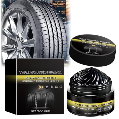 Tire Care Wax,Tire Polish,Tire Maintenance and Coating Paste,Waterproof Tire Cleaner Cream,Tyre Protective Coating Restorer,Car Tire Coating Wax,Long Lasting Tire Gel for Black Glossy Tires(50g)