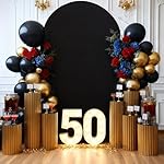 7.2FT Black Arch Backdrop Cover - Polyester Fitted Wedding Arch Stand Covers Round Top Chiara Arch Backdrop Cover for Birthday Party Banquet Photo Background Decoration - Image 5