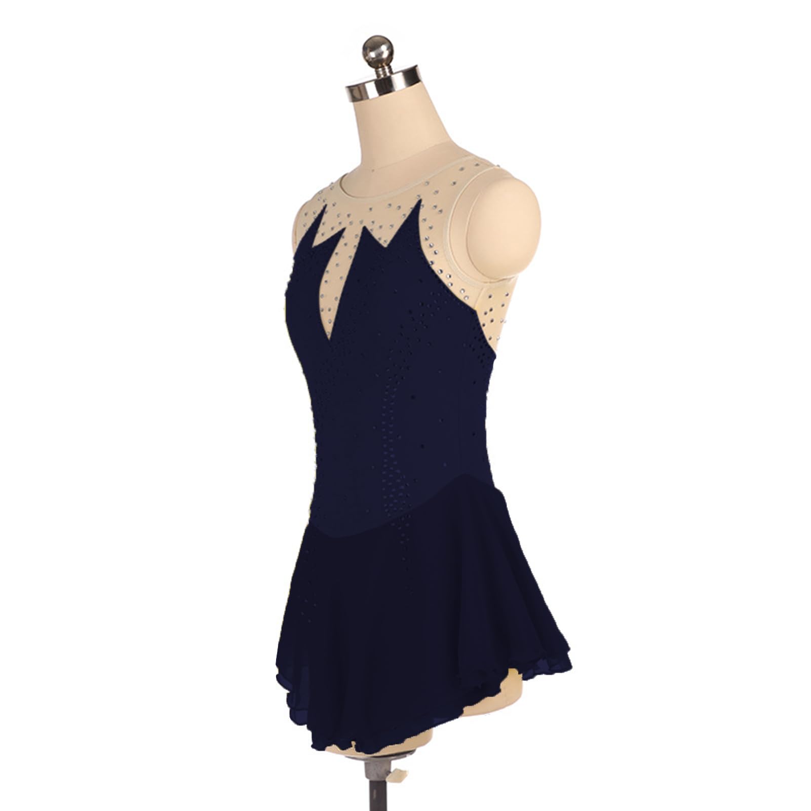 Vestito da Pattinaggio Artistico con Diamanti, Body da Balletto Danza Vestito da Ballo, Chiusura con Gancio Posteriore, per Ragazze Ad Alta Elasticità