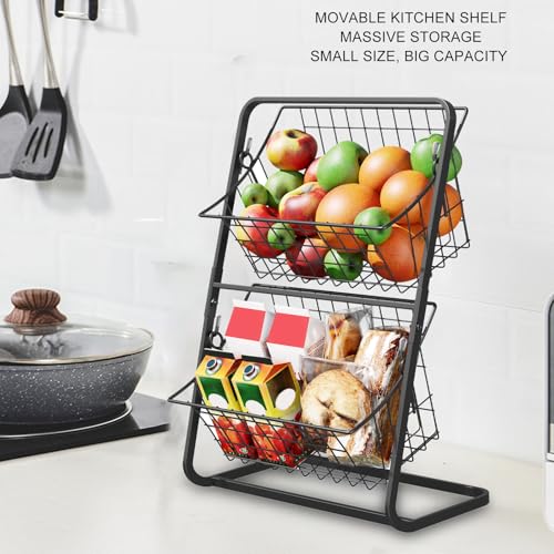 Cesta de frutas para encimera de cocina con diseño de 2 niveles 4
