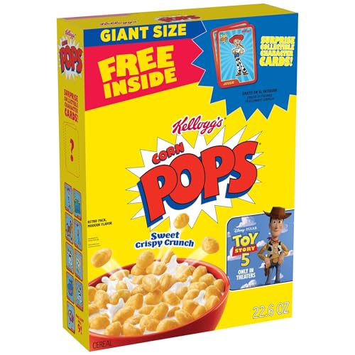 Kellogg's Corn Pops Breakfast Cereal, 8 Vitamins and Minerals, Kids Snacks, Giant Size, Original, 22.6oz Box (1 Box)