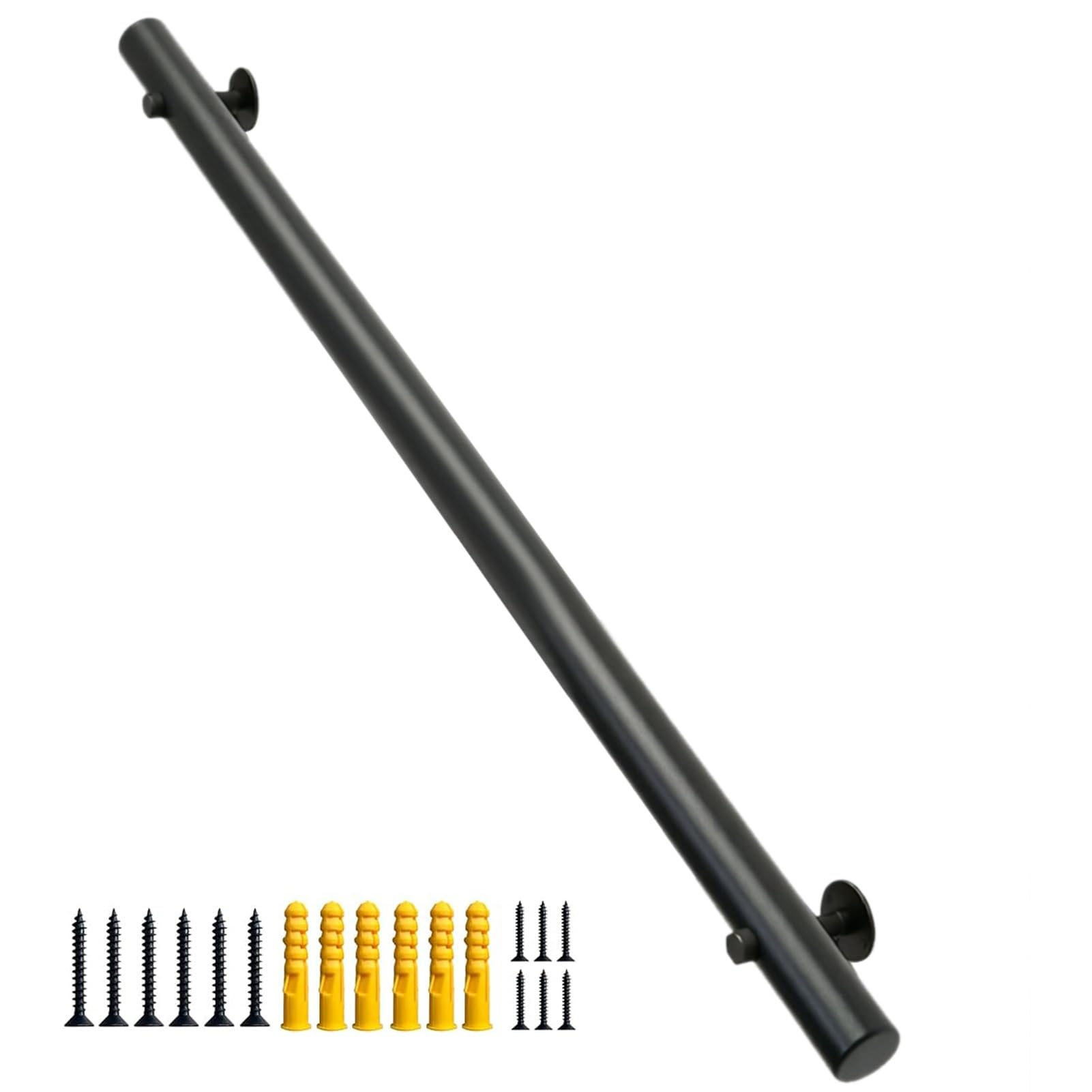 DMCHENGMA Black Wooden Handrail - Wall Mounted Stair Grip, Round Bannister Rail for Stairs, Safety Hand Rails with Fittings(11ft/330cm)