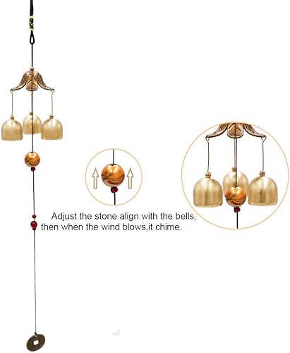 Miniatura 6 de Banfeng 3 Campanas Campanas de Viento de la Suerte Feng Shui Campana de Viento para Buena Suerte Hogar Jardín Decoración Colgante Regalo