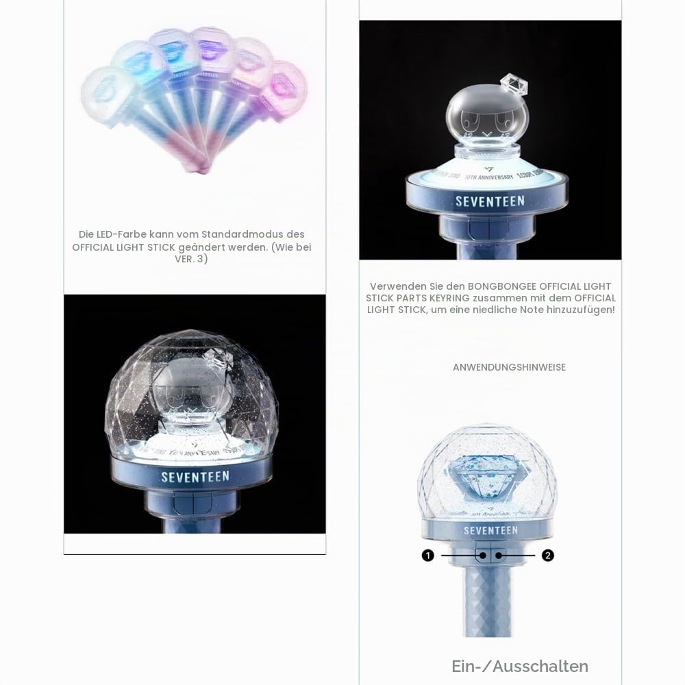 KPOP HEAVEN Seventeen Official Lightstick VER.3 10th Anniversary + 3 Extra Photocards Set
