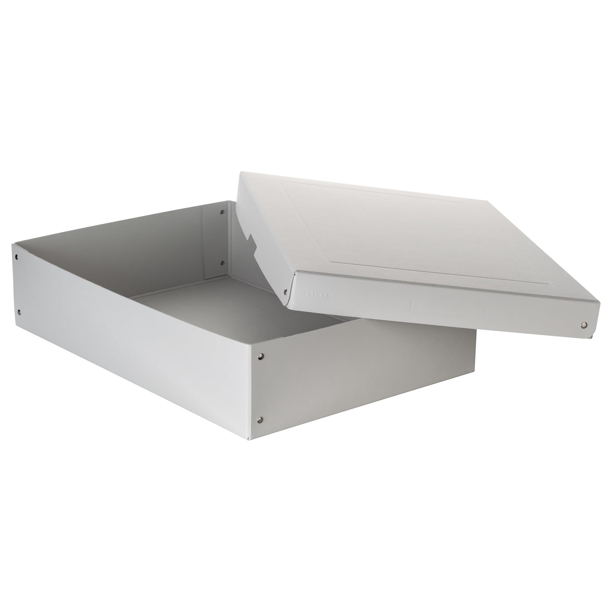 Falken - Réf. 22002168000F - PureBox PRO - 1 boîte de rangement avec couvercle - emballage cadeau - sans plastique - Format A3 - hauteur 100 mm - poignée découpée - entourée d'un ruban - Blanc