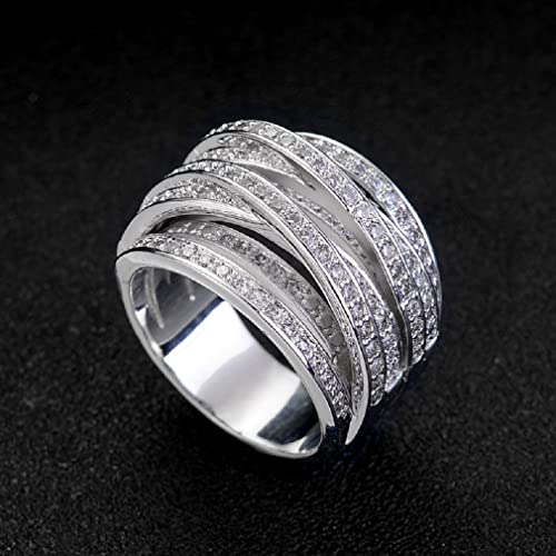 925 Sterling Silver Plated Intertwined Crossover Statement Ring Multilayer winding Ring Criss Cross Rings CZ Eternity Engagement Wedding Ring Wide Index Finger Rings Cocktail Ring3