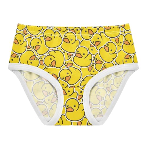 Little Girls' Soft Cotton Underwear Kids Breathable Comfort Cute Rubber Duck Panties Briefs Toddler Undies
