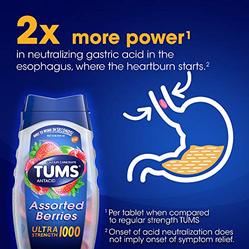 Tums Ultra Strength Antacid Tablets For Chewable Heartburn Relief And Acid Indigestion Relief, Assorted Berries - 12 Pack Of 12 Count Rolls #TOP2