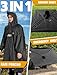 ANYOO Wasserdichter Regenponcho Winddichter Regenmantel mit Seitlichem Reißverschluss, Leichter Regenjacke mit Verstellbaren Ärmeln für Outdoor Wandern Radfahren, Einheitsgröße, Schwarz
