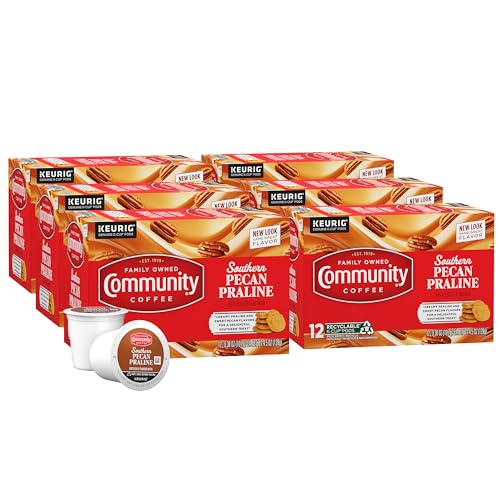 Image of Community Coffee Southern Pecan Praline Flavored 72 Count Keurig K-Cup Coffee Pods, Medium Roast, 12 Count (Pack of 6)