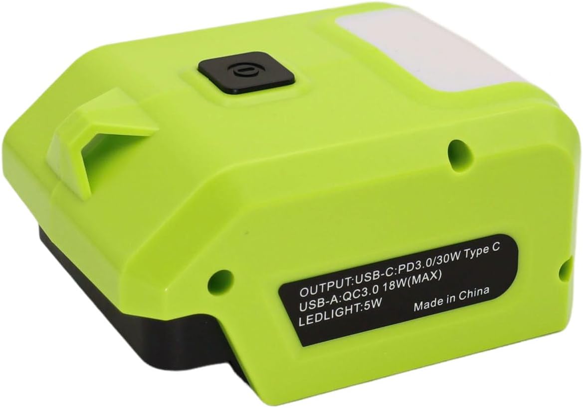 Battery Adapter Compatible with Ryobi 40V Power Converter with USB and Type C Charging Interface for Phone Charging