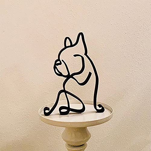 2026 Escultura de perro personalizada de metal como decoración artística minimalista para el escritorio Decoración de pared Idea de regalo (D, talla única)