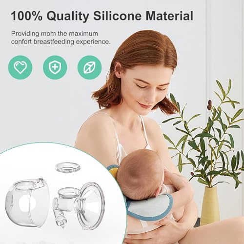 Image of Wearable Breast Pump Parts Milk Collector Cup 24mm Flange Compatible with Momcozy /TSRETE S9 /S12 Pump Replacement Parts, Extra 5pcs Flange Inserts
