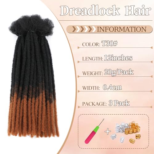 DXdixiu Dreadlock Extensions Synthetic Hair 30 Strands 100% Full Handmade Permanent Loc Extension Hair for Women/Men/Kids Daily Wear & Parties (T30 - Image 2