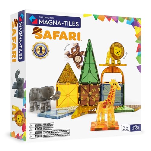 MAGNA-TILES Safari Animals 25-Piece Magnetic Construction Set, The ORIGINAL Magnetic Building Brand
