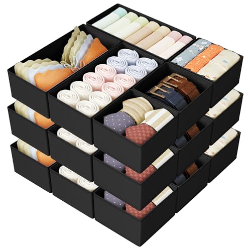 DIMJ Drawer Organizer Clothes Storage - 18 Pack Baby Dresser Organizer for Nursery, Foldable Drawer Dividers for Bedroom Closet Organization, Fabric Storage Bins for Socks, Underwears, Bras