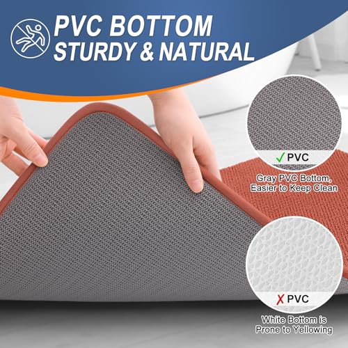 Image of OLANLY Thick Memory Foam Small Bathroom Rugs 24x16, Extra Soft Absorbent Bathroom Mat, Quick Dry Bath Mats, Non-Slip, Machine Washable Carpet, Tub and Shower, Home Decor Accessories, Rustic Terracotta