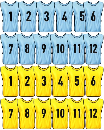Image of Yahenda 24 Pcs Soccer Pinnies Numbered Vests Adult
