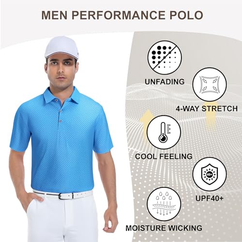 Image of Damipow Premium Golf Shirts for Men Dry Fit Performance Polo Short Sleeve Collared Shirt
