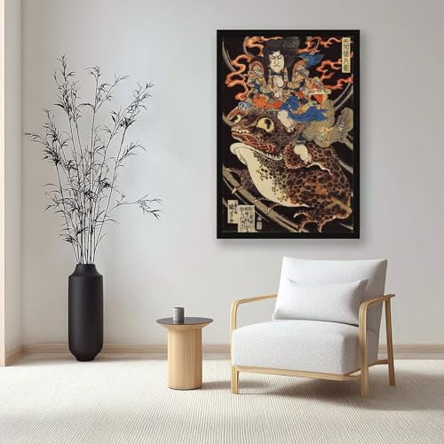 Hiroshige Ukiyo E Impressions sur Toile Murale avec Cadre Suspendu