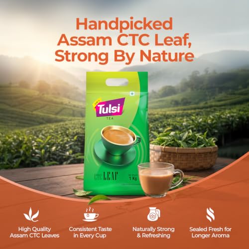 Image of Tulsi Tea CTC Leaf 1KG (Pack of 2)|Authentic Assam Tea|Premium Chai Patti