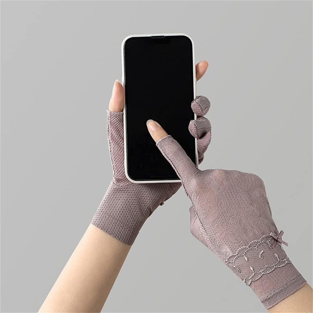 Fingerless Gloves Ladies Thin Ice Silk Half Finger Driving Riding Shade