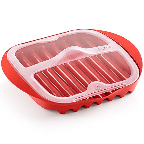 Lékué Microwave Bacon Cooker, rot, 28,2 x 6 x 24,9 cm