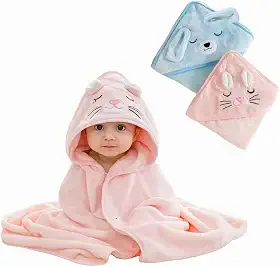 Toalha De Banho Infantil Soft Com Capuz Bichinho Bordado Algodão Toque Extremamente Macio Suave Para Pele do Bebê Recém Nascido Rosa