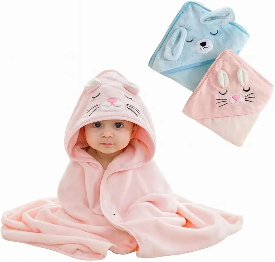 Toalha De Banho Infantil Soft Com Capuz Bichinho Bordado Algodão Toque Extremamente Macio Suave Para Pele do Bebê Recém Nascido Rosa