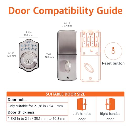 Image of Amazon Basics Electronic Keypad Deadbolt Door Lock with Auto Lock, Customizable User Codes, One-time Codes, Touch-Control Keyless Entry, Traditional, Satin Nickel, 1-Pack