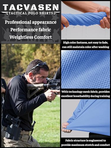 TACVASEN Long Sleeve Polo Shirts for Men Tactical Performance Polo Shirts w Collar Quick Dry Fit Work Shirts Workout Golf - Image 6