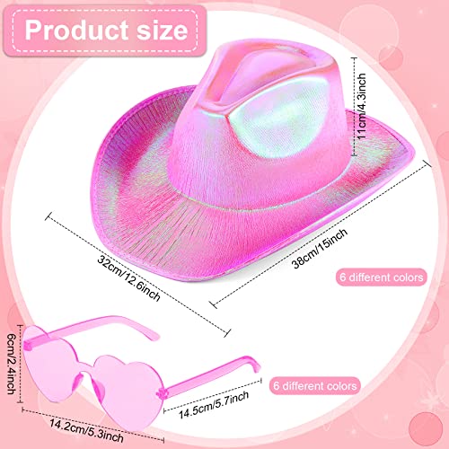image for Haysandy 12 Pcs Holographic Space Hat with Rimless Sunglasses Neon Spa